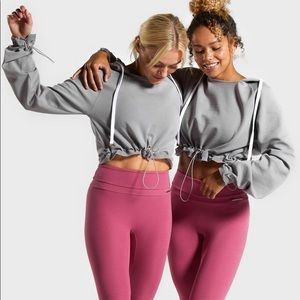 WHITNEY X GYMSHARK GREY CROPPED HOODIE